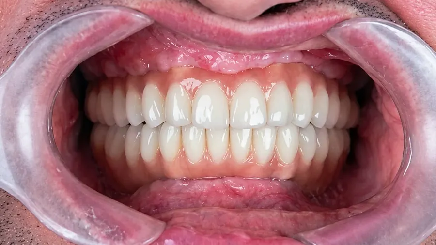 Before and after an All-on-4 full-arch restoration at Esthetic Dent in Costa Rica — after