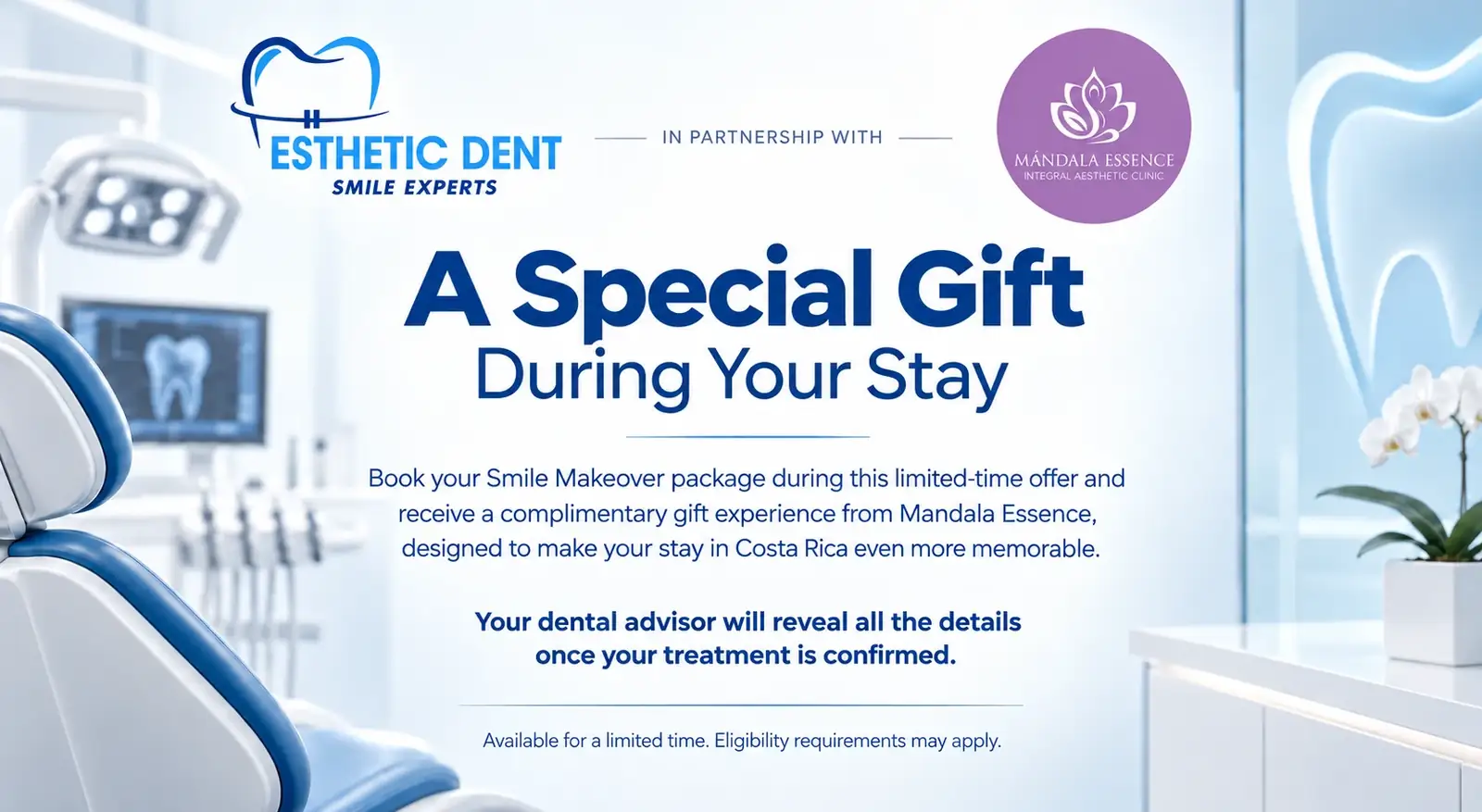 Professional teeth whitening as a complimentary finishing touch with Esthetic Dent All-on-X treatment in Costa Rica