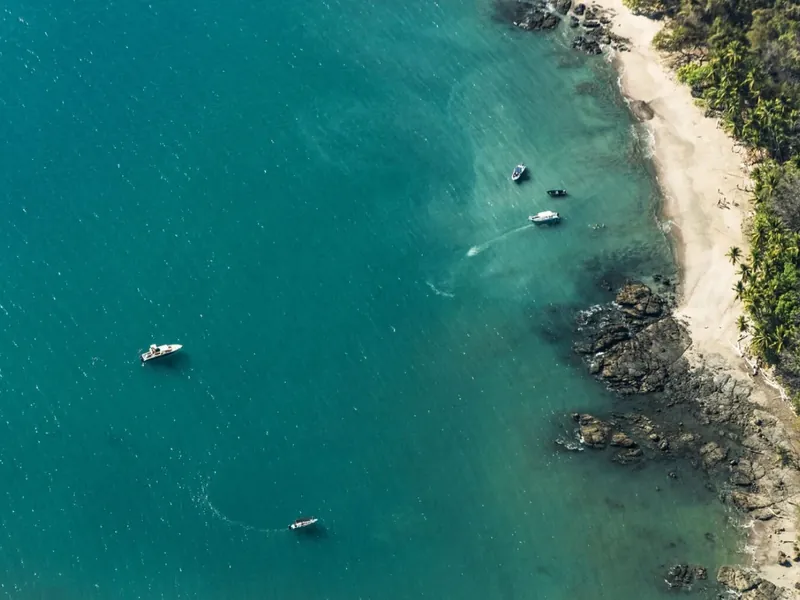 Aerial view of the Costa Rican coastline seen during the flight