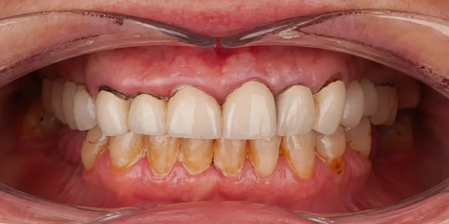 Before and after All-on-6 dental implants at Esthetic Dent in Costa Rica — before