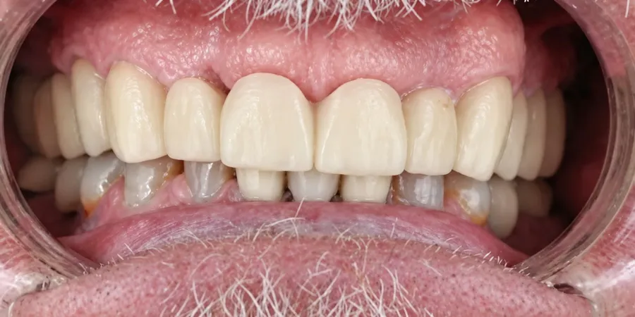 Before and after a full-mouth restoration at Esthetic Dent in Costa Rica — before