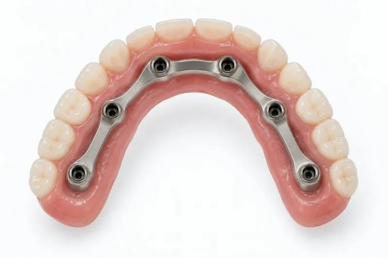 Milled titanium substructure at Esthetic Dent