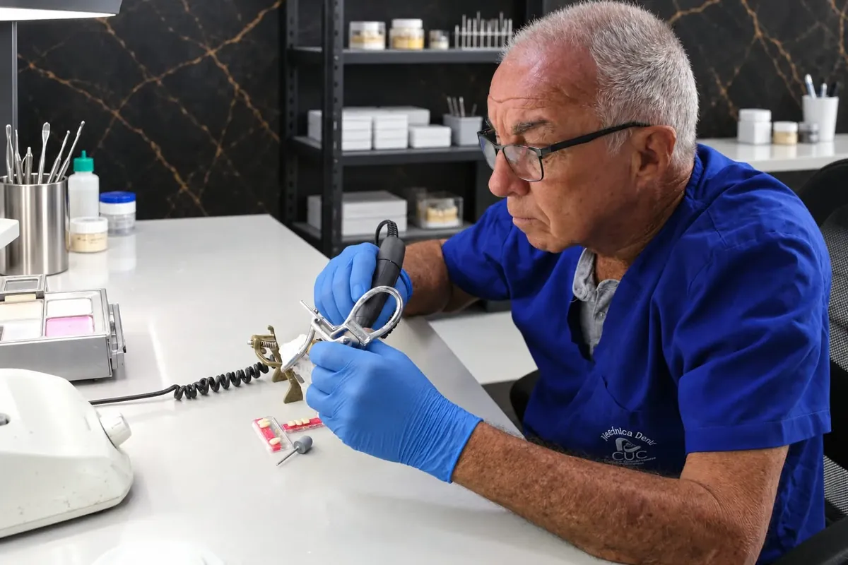 Esthetic Dent in-house dental lab technician crafting a ceramic restoration