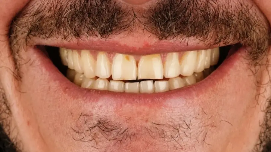 Before and after porcelain veneers at Esthetic Dent in Costa Rica — before