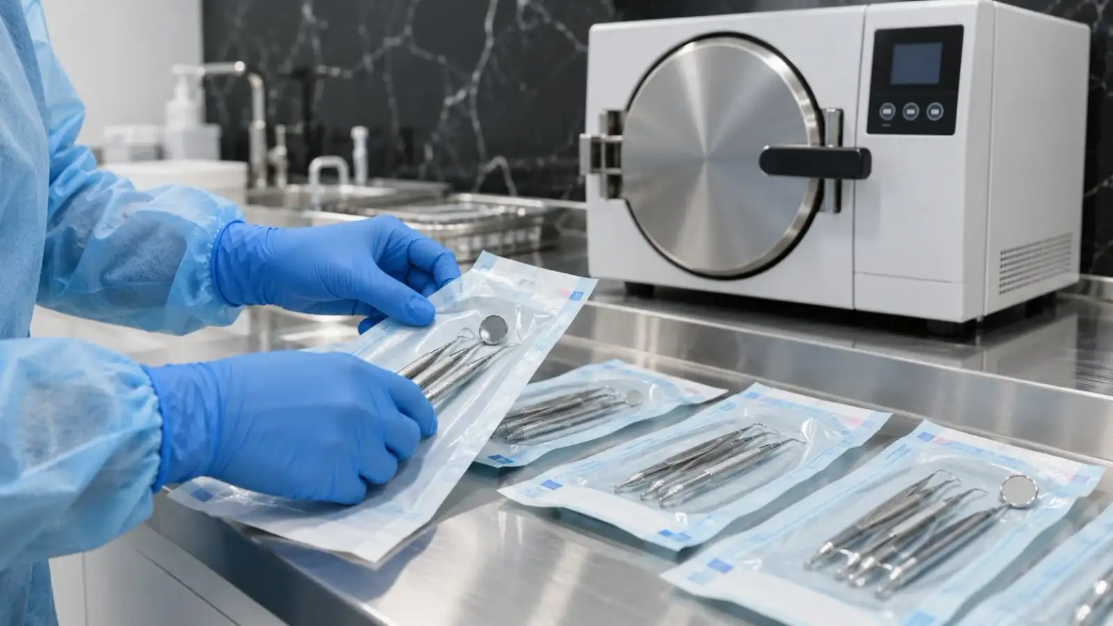 Esthetic Dent clinical assistant preparing sterilized dental instruments in Costa Rica